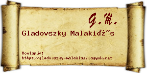 Gladovszky Malakiás névjegykártya